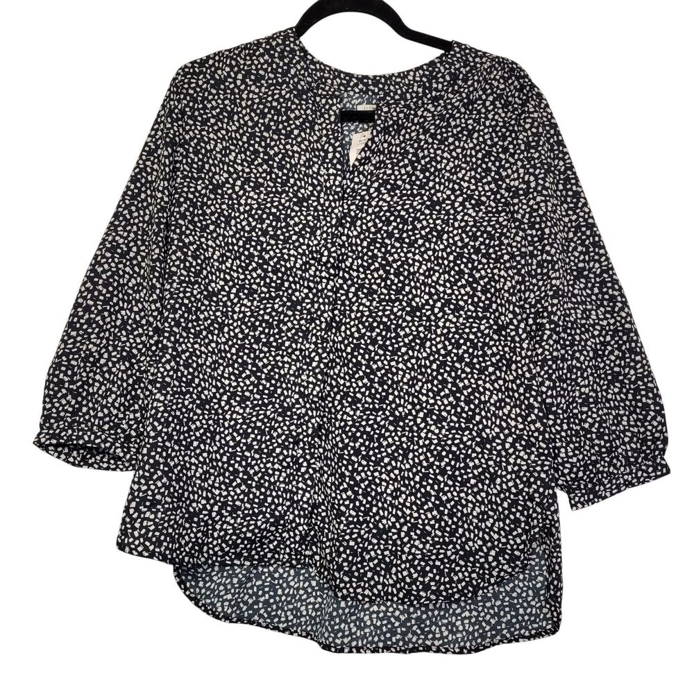 Jachs Girlfriend Women's Black & White Printed 3/4 Sleeve Hidden Button Blouse S